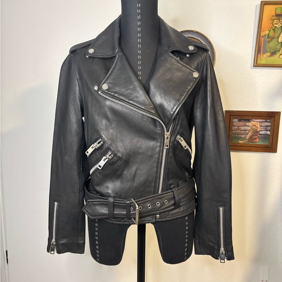 Walter Baker Black Leather Biker Jacket - Picture 3 of 5
